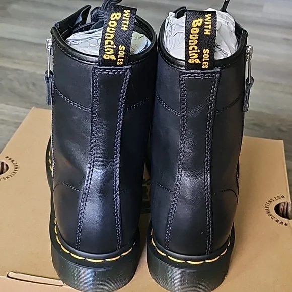 Dr. Martens Air Wair 1460 BLACK WANAMA TWIN ZIP 8 EYE BOOT - Picture 6 of 12